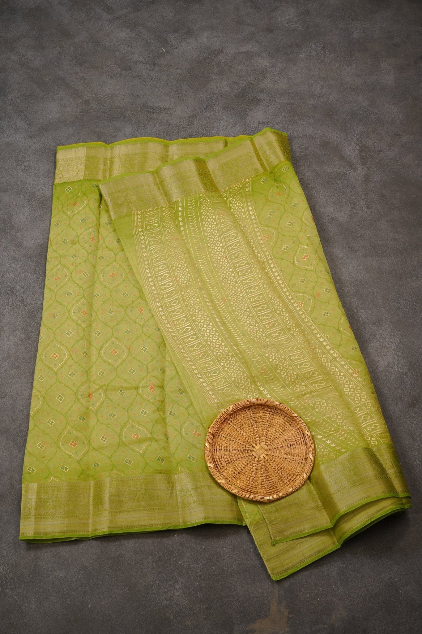 Vibrant Green Kanchi Organza Saree with Beautiful Kanchi Border SAREE JCS Fashions