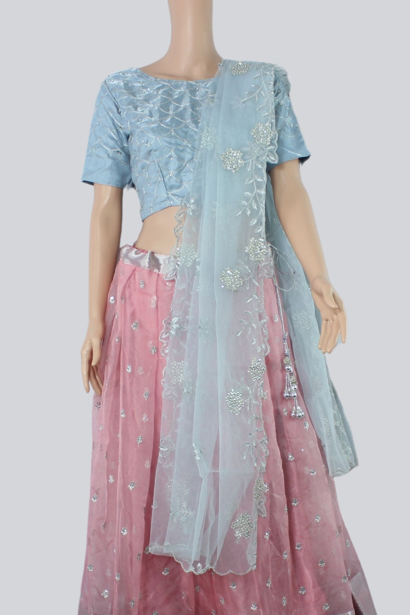 Viscose Thread Worked Kanchipuram Border Lehenga With Blouse LEHANGA JCS Fashions