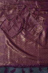 Wine Color Soft Semi-Silk Saree With stitched Blouse SAREE JCS Fashions