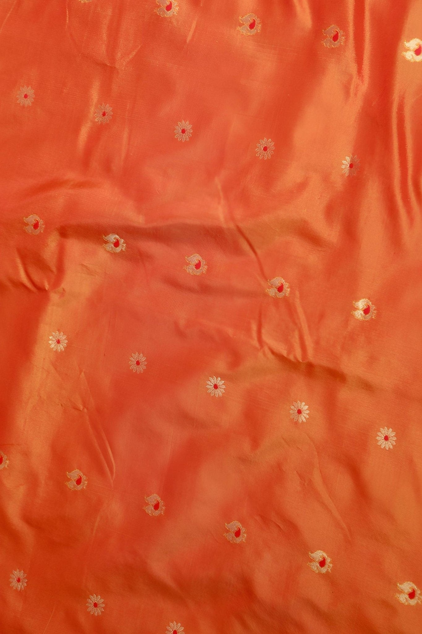 Yeola Paithani Silk Saree, Orange and Red, Fully stitched blouse - JCS Fashions