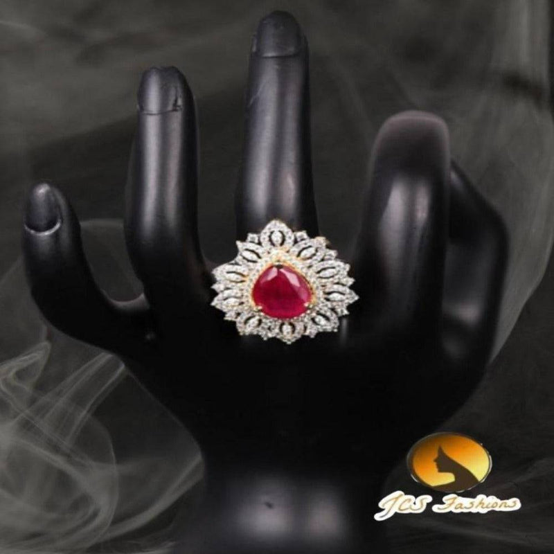 Open Flexible Adjustable finger Ring in american diamond Stone