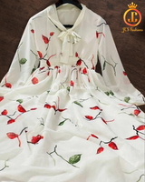 Georgette Gown with Three-Quarter Sleeve