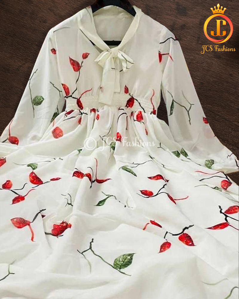 Georgette Gown with Three-Quarter Sleeve