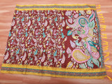 Kalamkari Design Saree With Blouse, Brown Color Saree with Floral designs
