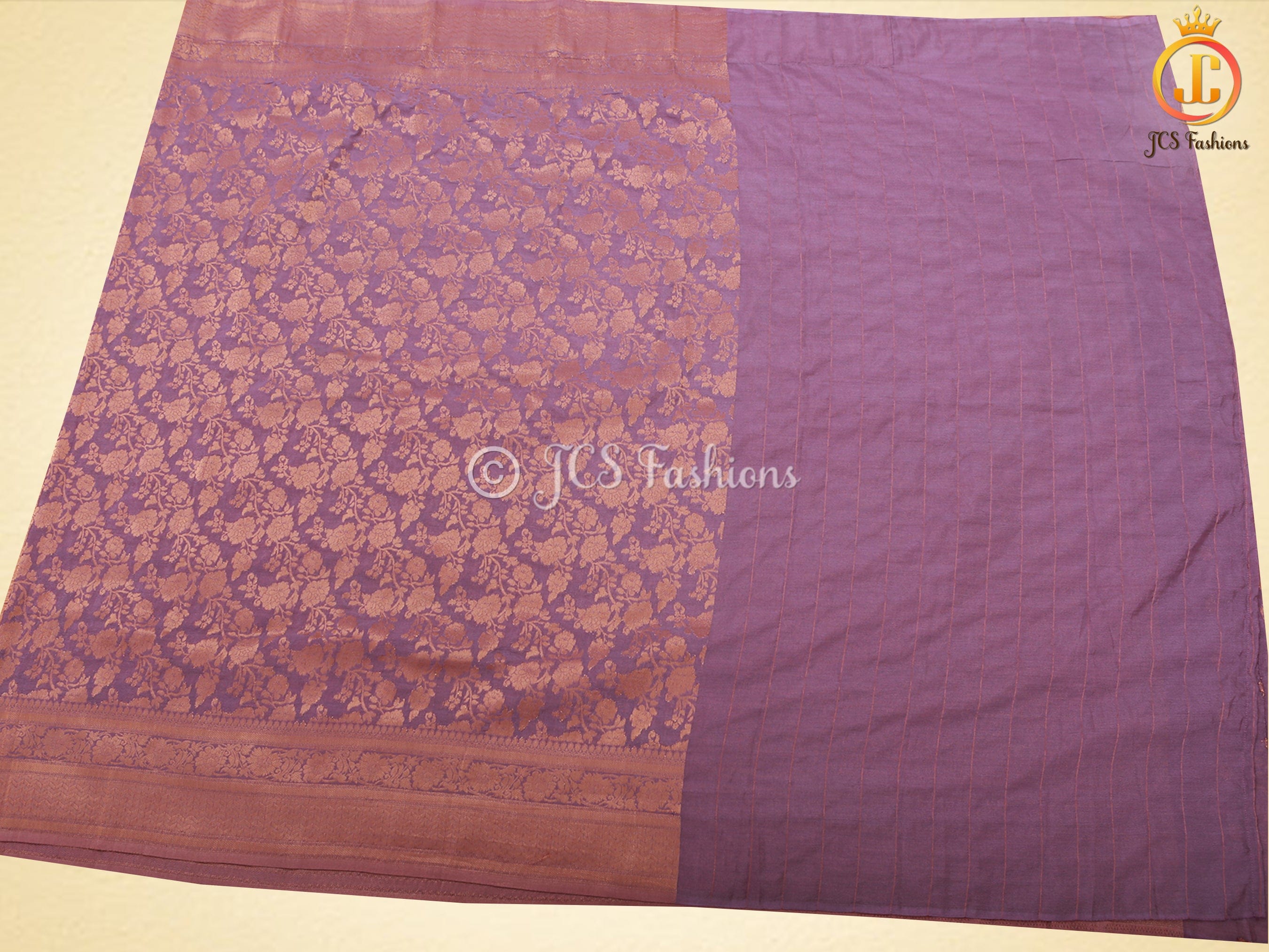 Jaal Zari Weaving Khadi Georgette Saree With Stitched Blouse SAREE JCS Fashions