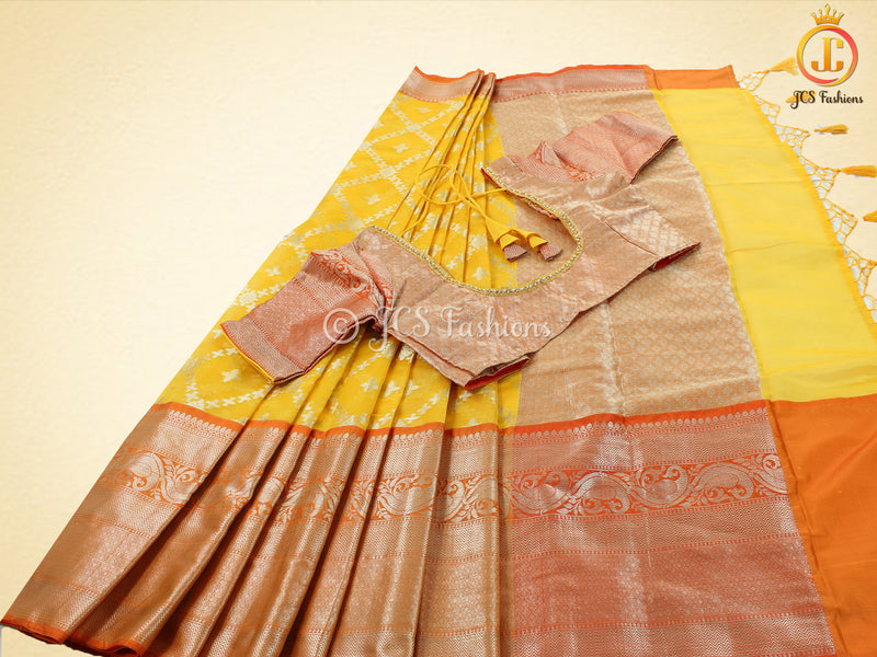 Yellow Color Soft Silk Traditional Saree With Fully stitched Blouse