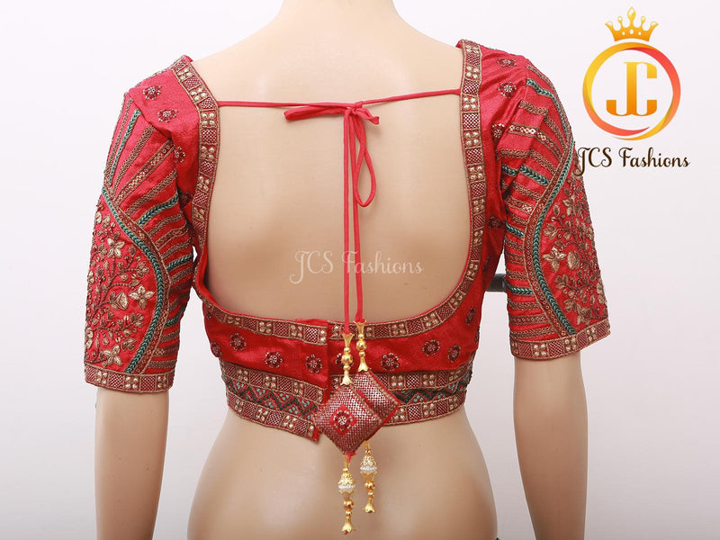 Sabyasachi Style Copper Jari Heavy Embroidery Work Blouse - Size 42