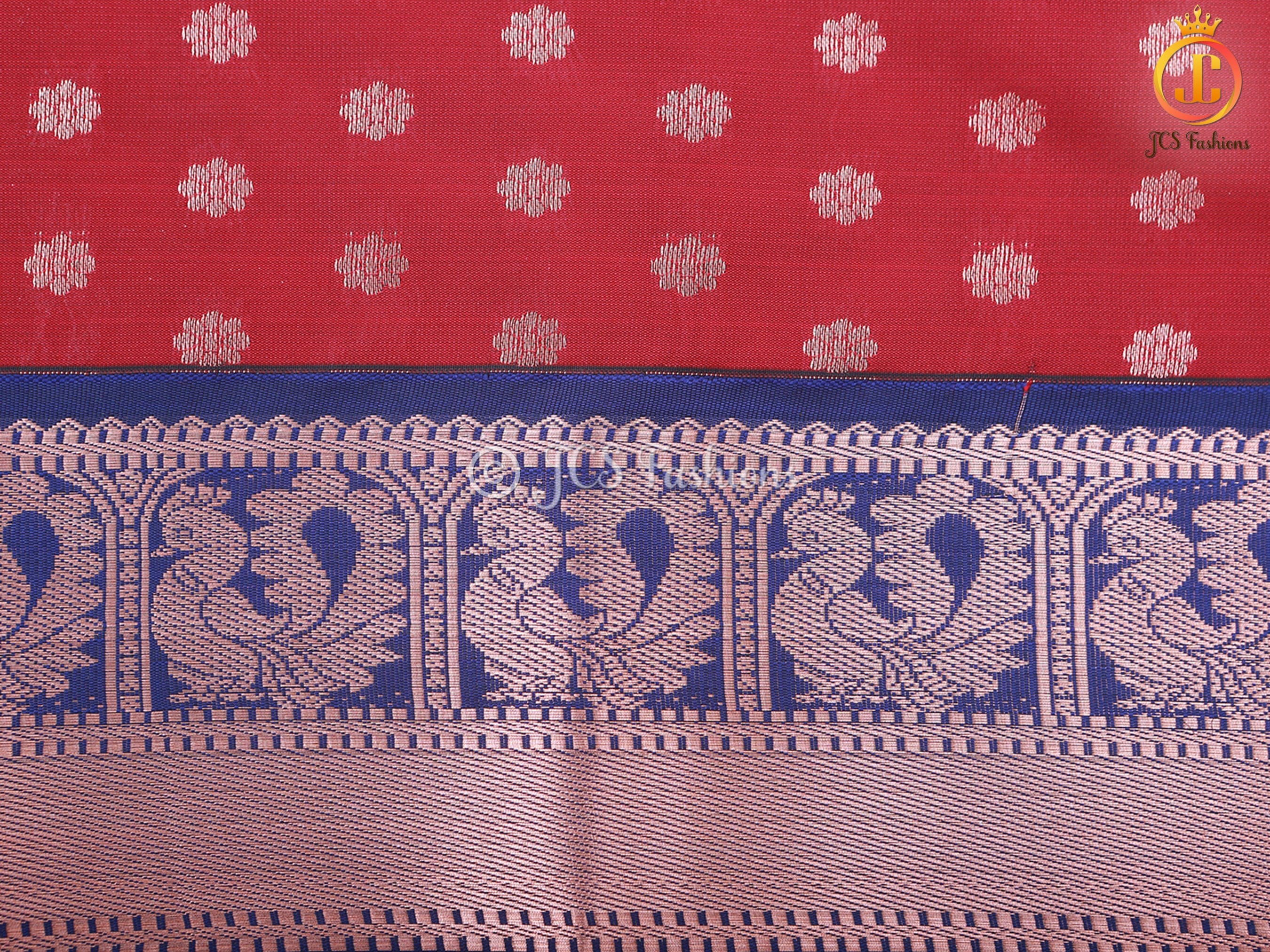Korvai Buttas Semi-Silk Fabric Saree With Maggam Work Blouse SAREE JCS Fashions