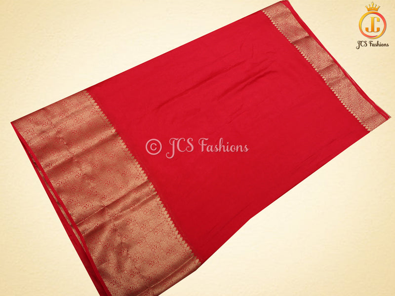 Banarasi Weaving Red Semi Soft Silk Saree With Brocade Blouse