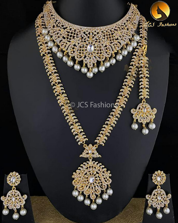 Gold-Plated Stone Combo Neck Set - Elevate Your Style with JCSFashions