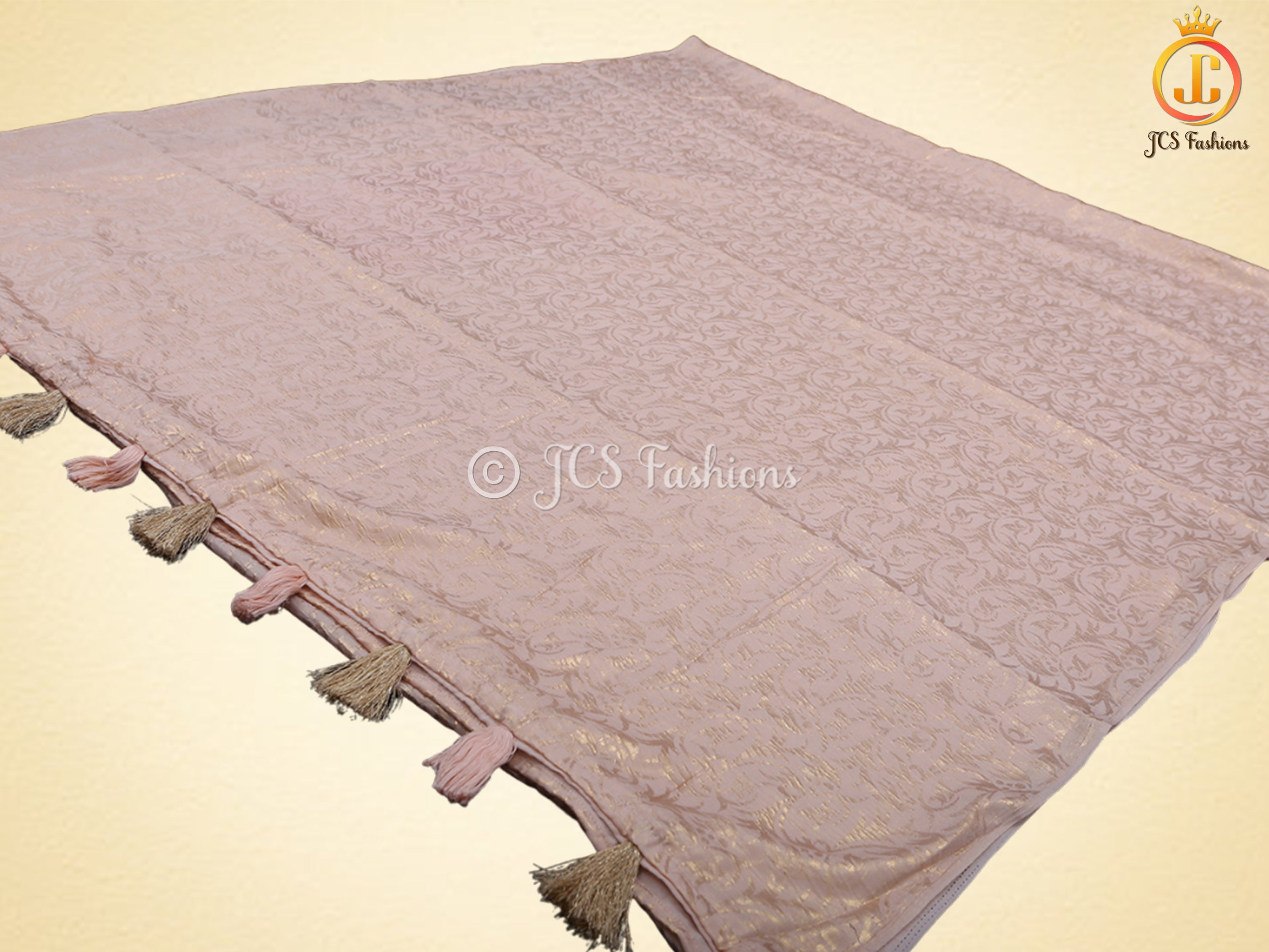 Retro-Type Peach Banarasi Crape Soft Silk Saree With Blouse SAREE JCS Fashions