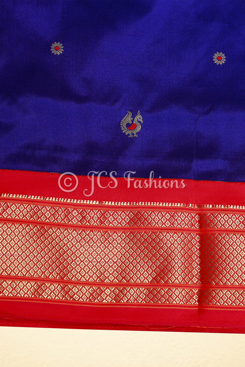 Yeola Paithani Silk Saree, Purple and Red, Fully stitched blouse