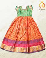 Indian Ethnic Kids Wear, Traditional Silk gown, Indian Frock, Aari/Maggam work