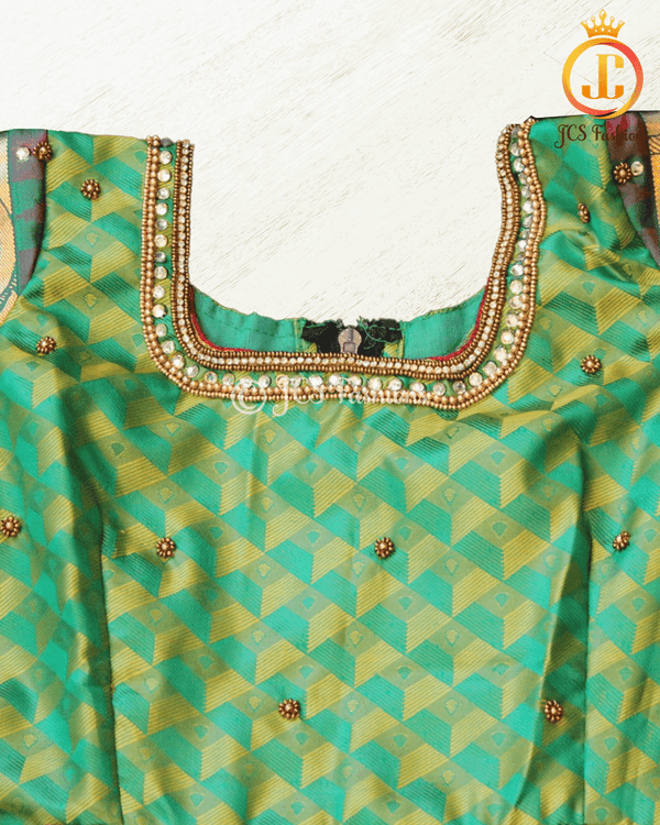 Indian Ethnic Kids Wear, Traditional Silk gown, Indian Frock, Aari/Maggam work