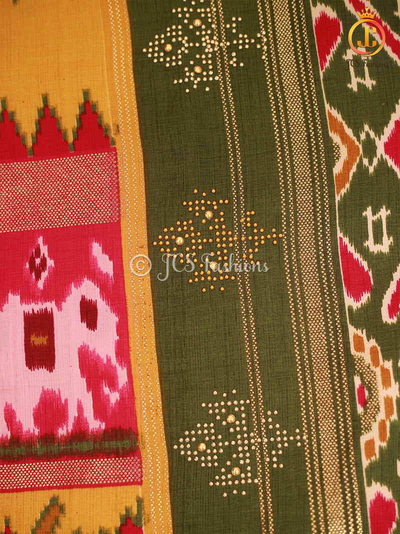 Patola Design Border Banarasi Munga Silk Saree With Blouse