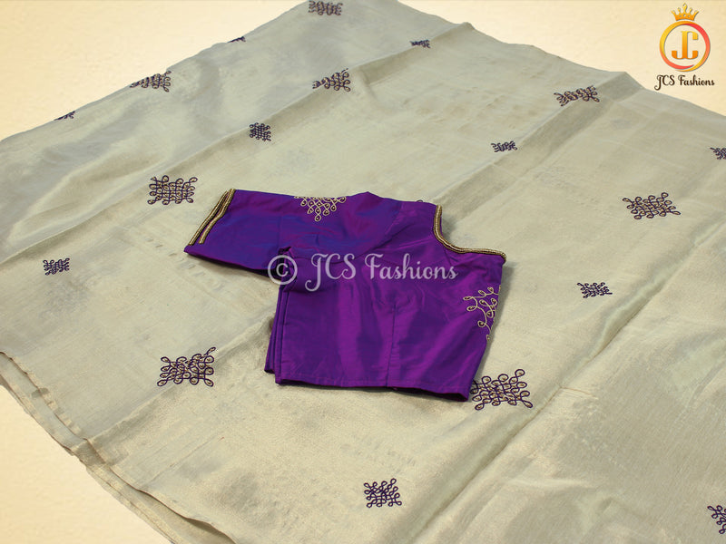 Kolam/Rangoli Saree in Uppada Tissue Silk with Fully Stitched Blouse