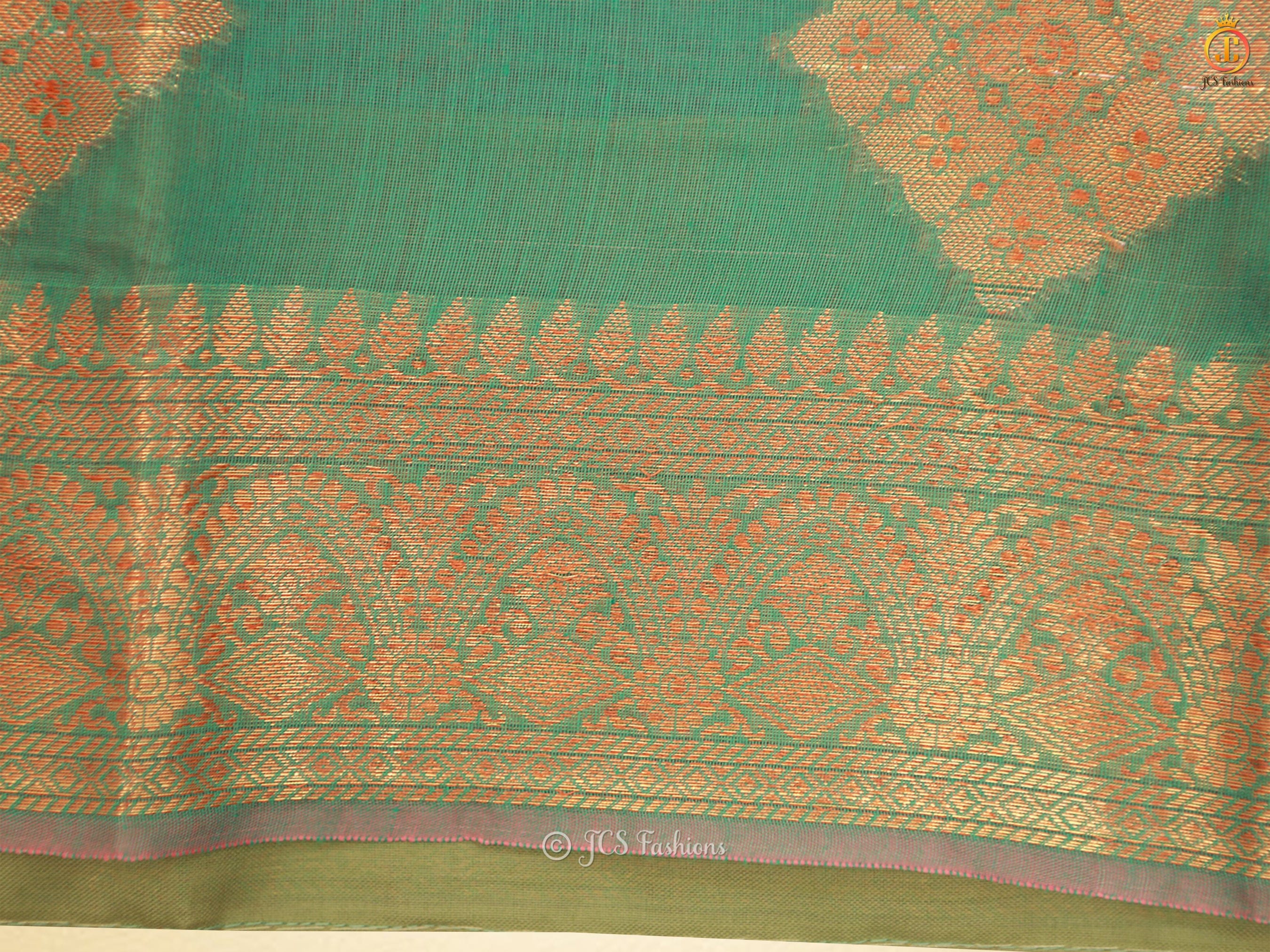 Indian Traditional Soft Silk Cotton Saree With Brocade Blouse SAREE JCS Fashions