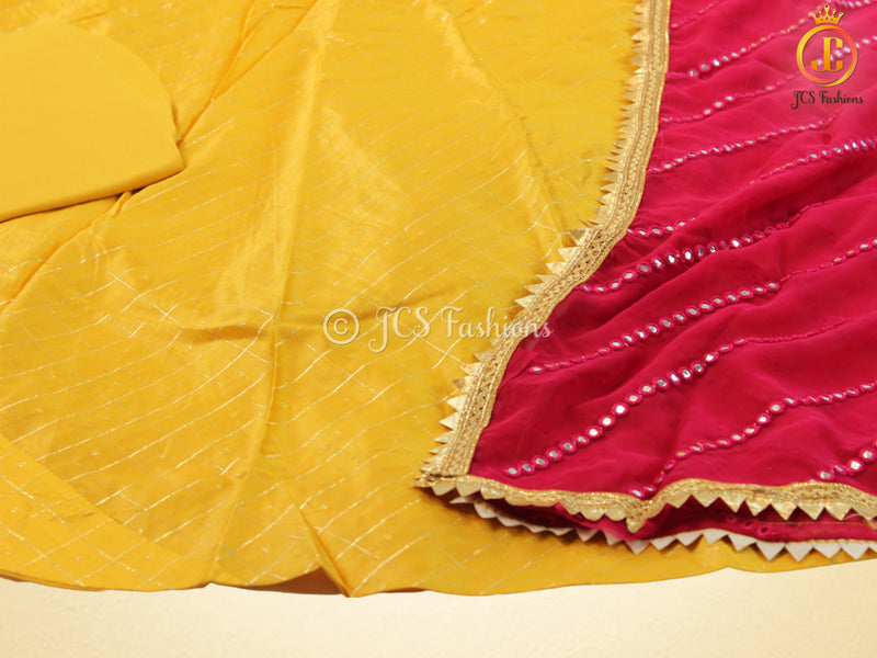 Traditional Anarkali long gown with self zari weaving in Yellow