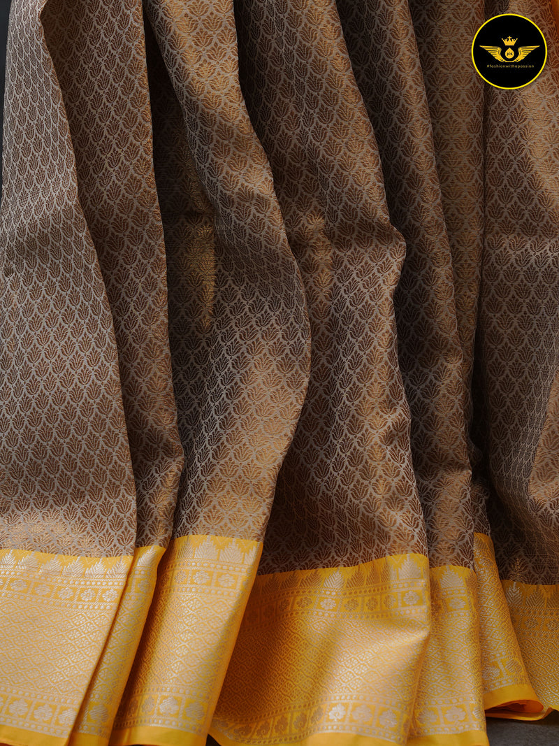 Pure Handloom Banarasi Muslin Silk Saree With Brocade Blouse