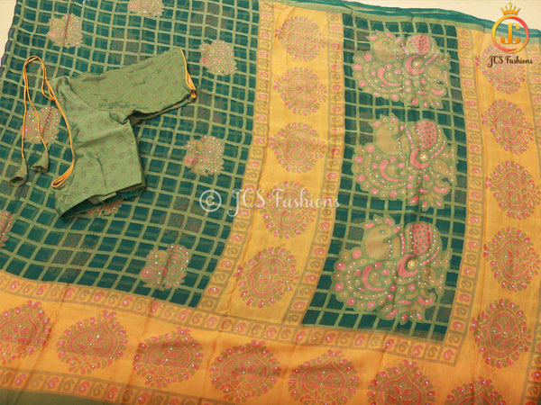 Soft And Light Weight Brasso Saree With Sequence Work And Blouse