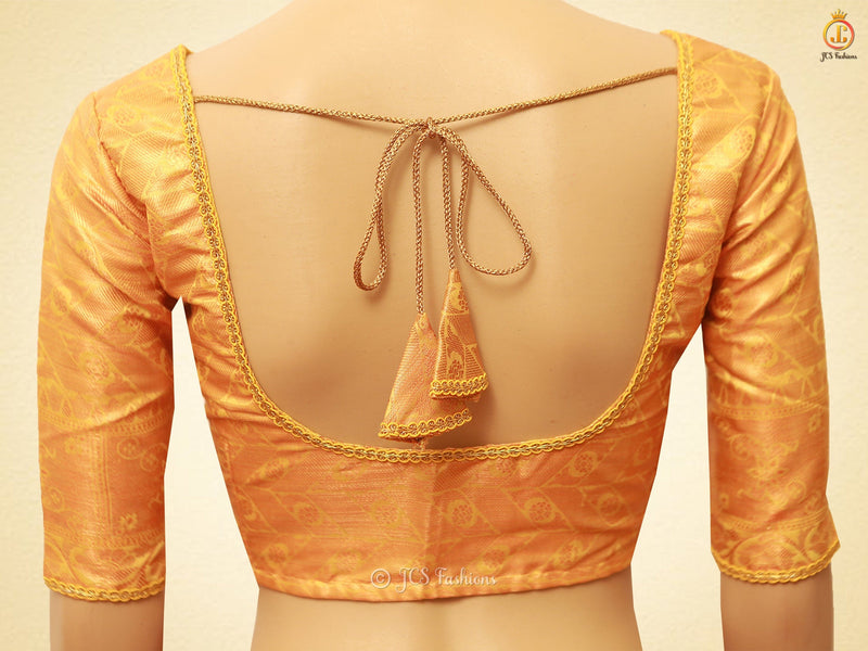 Elegant Indian Traditional Soft Silk Cotton Saree With Brocade Blouse