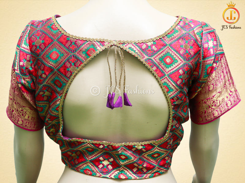 Banarasi Katan Silk Saree With Long Border And Beautiful Pattern Blouse