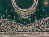 Designer net with embroidery work Floor length Gown | Green