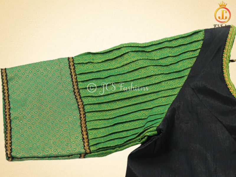 Olive green Kora Muslin Saree with ready to wear designer Blouse