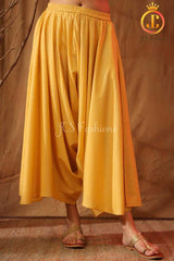 Women's Cotton Asymmetrical Kurta Set With Stole and Potli Pants