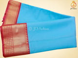 Kanchipuram Blended Silk Saree With Fully Stitched Maggam Work Blouse - Blue