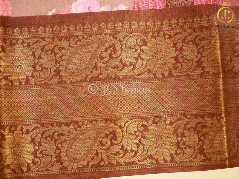 Kanchi Weaving Border Traditional Kalamkari Soft Silk Saree