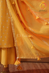 Women's Cotton Asymmetrical Kurta Set With Stole and Potli Pants