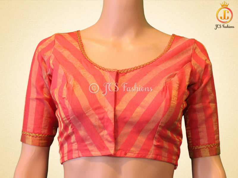 Gorgeous Gold Stripe Saree With Golden Tissue Zari Blouse