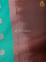 Semi Silk Border Less Saree With Fully Stitched Blouse, Copper Zari.