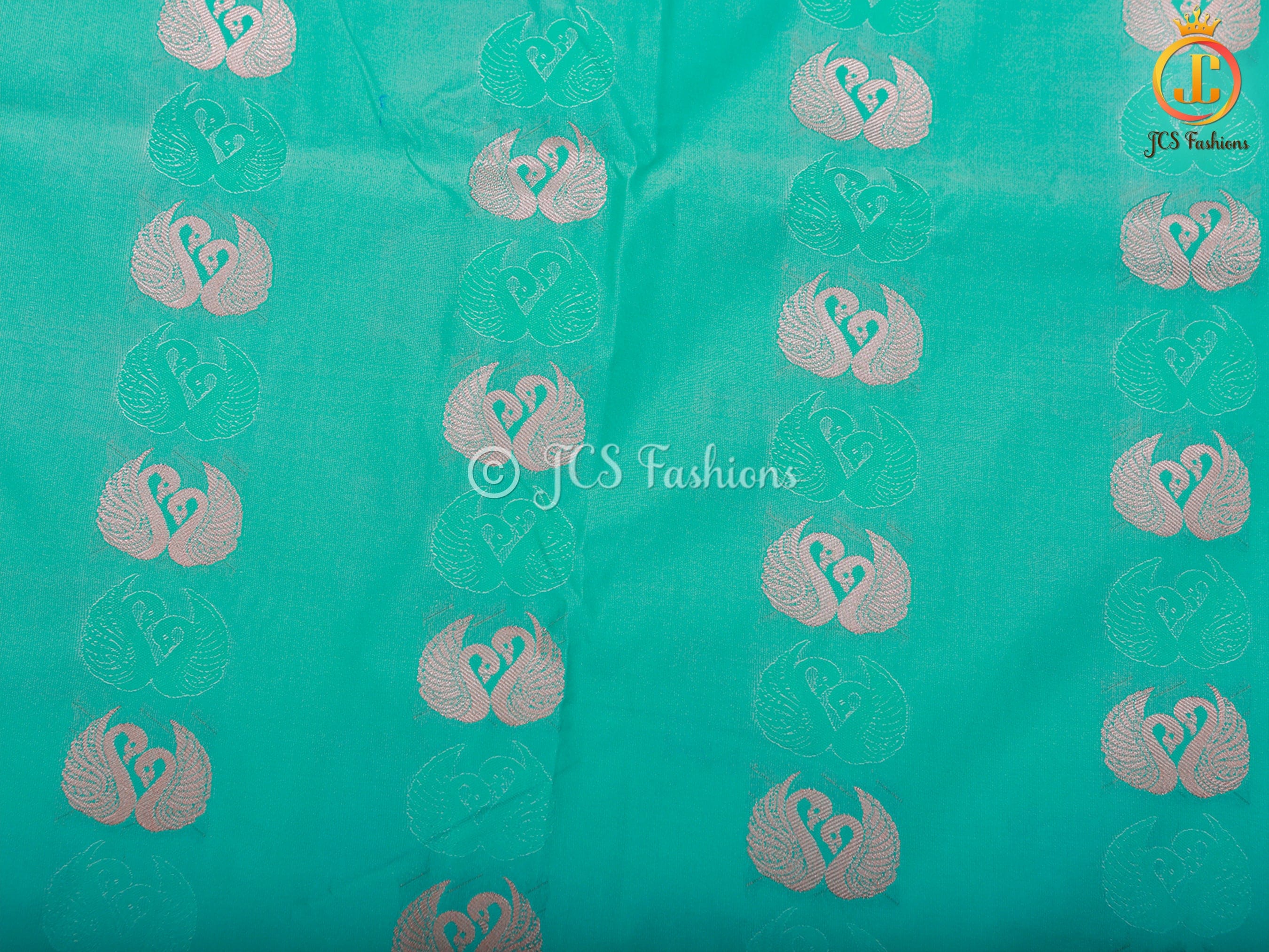 Semi Silk Border Less Saree With Fully Stitched Blouse, Copper Zari. SAREE JCS Fashions