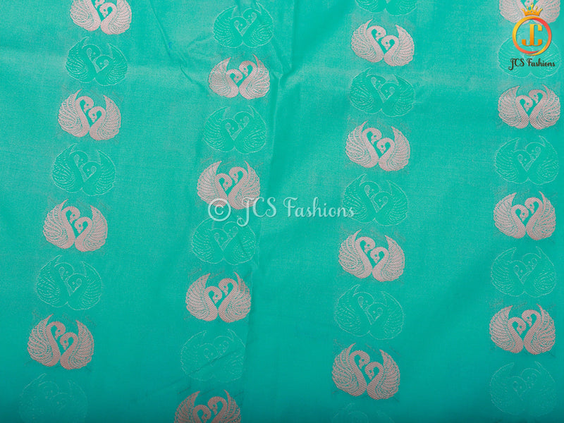 Semi Silk Border Less Saree With Fully Stitched Blouse, Copper Zari.