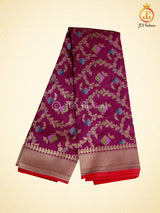 Banarasi Silk saree with Meenakari Work, Handwoven Saree With Fully stitched blouse.