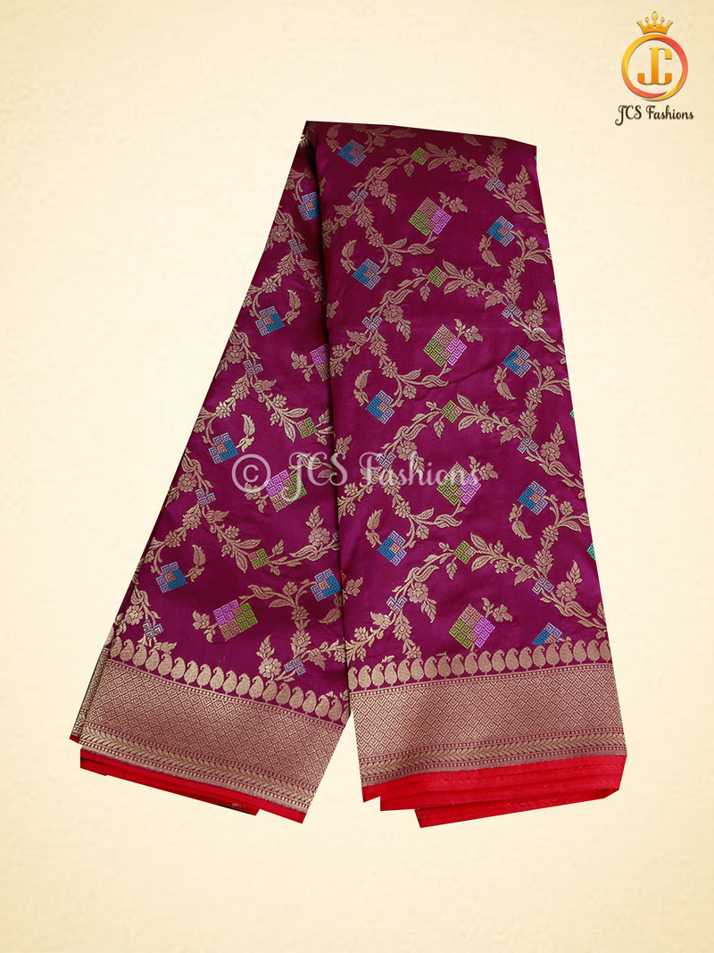 Banarasi Silk saree with Meenakari Work, Handwoven Saree With Fully stitched blouse.