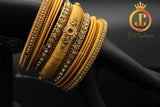 Silk Metal Thread Bangles in Gold Color