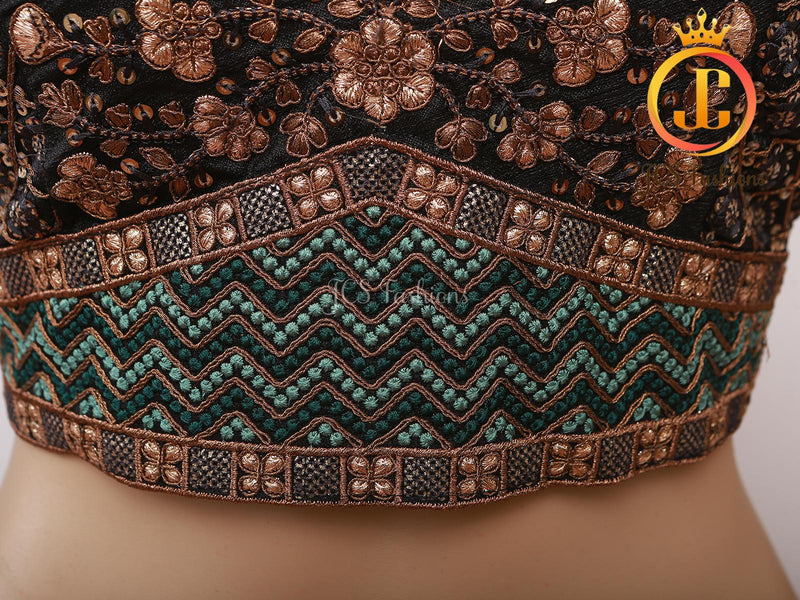 Sabyasachi Style Copper Jari Beautiful Heavy Embroidery Work Blouse - Size 42