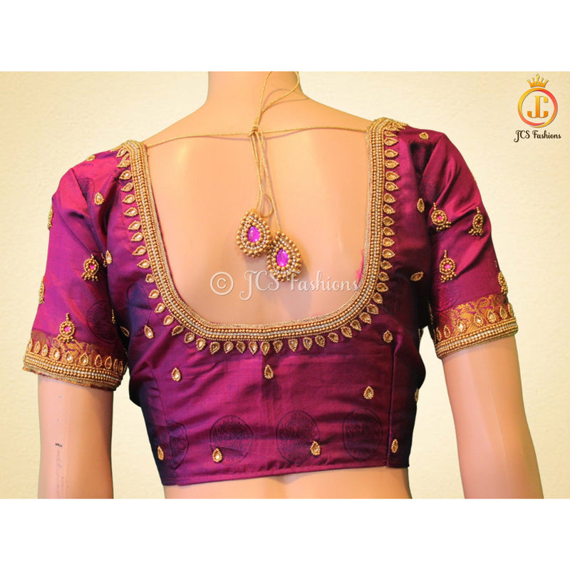 Pure kanchipuram pattu saree, Fully stitched blouse, Ships from USA