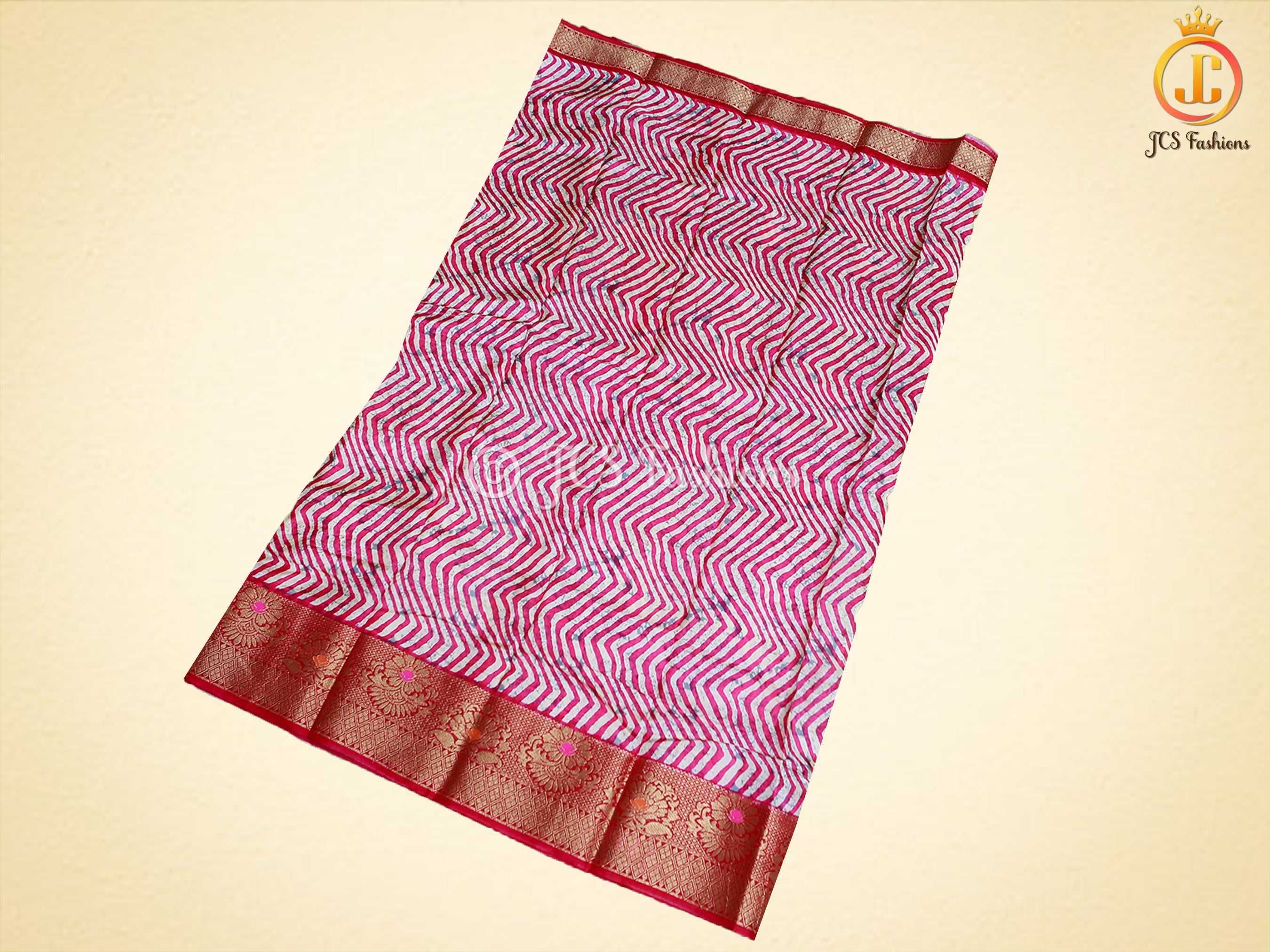 Leheriya Bathik Prints Munga Silk Saree With Blouse SAREE JCS Fashions