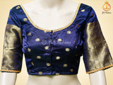 Raw Silk Saree With Fully Stitched Blouse, 1000 Coin-Inspired Design Weaving Buttas