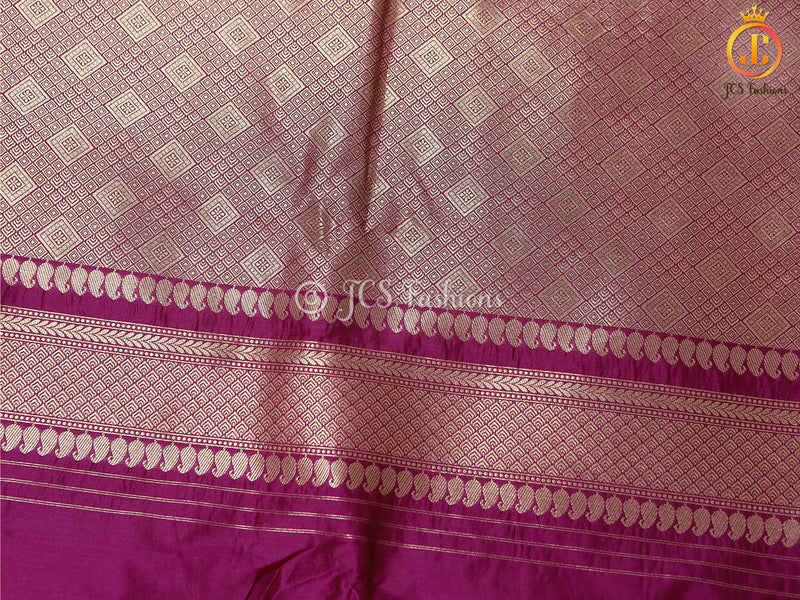 Banarasi Silk saree with Meenakari Work, Handwoven Saree With Fully stitched blouse.