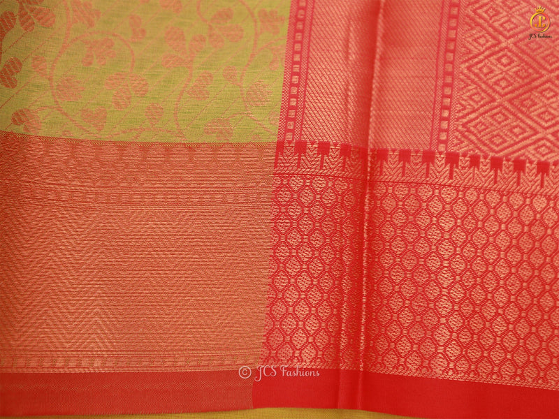 Soft Silk Saree with Copper Zari Weaves And Blouse