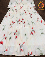 Georgette Gown with Three-Quarter Sleeve
