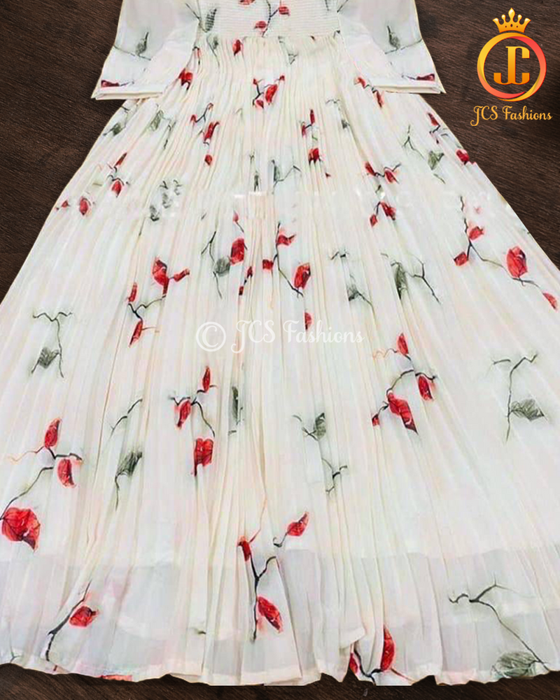 Georgette Gown with Three-Quarter Sleeve