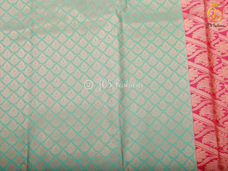 Gold Zari Thilagam Motifs Silk Saree with Fully Stitched Blouse