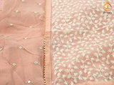 Imitation Mirror Work Silk Cotton Long Gown With Soft Net Dupatta