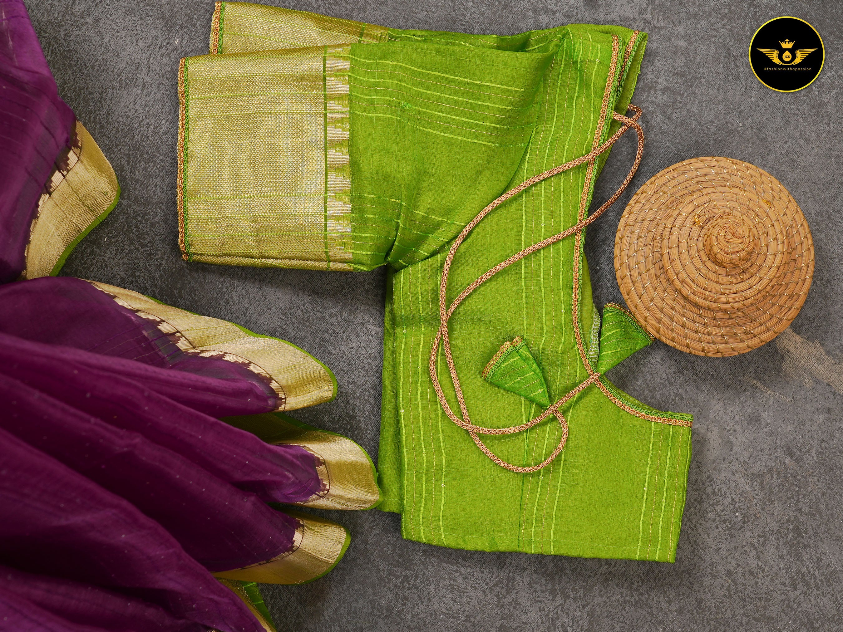Soft And Lightweight Khadi Kora Saree With Contrast Blouse SAREE JCS Fashions